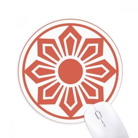 Dıythinker Yuvarlak Çin Çin Kırmızı Çiçek Geleneksel Desen Kaymaz Kauçuk Fare Altlığı