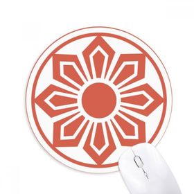 Dıythinker Yuvarlak Çin Çin Kırmızı Çiçek Geleneksel Desen Kaymaz Kauçuk Fare Altlığı
