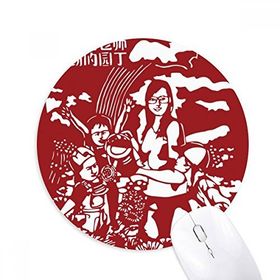 Dıythinker Yuvarlak Çin Kağıt Kesme Öğretmenler Günü Kaymaz Kauçuk Fare Altlığı
