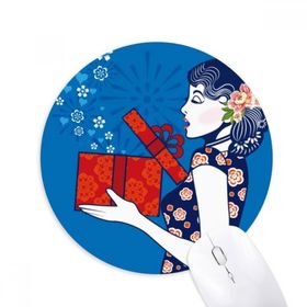 Dıythinker Yuvarlak Çin Kültürü Mavi Kadın Kaymaz Kauçuk Fare Altlığı