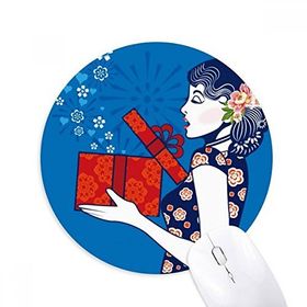 Dıythinker Yuvarlak Çin Kültürü Mavi Kadın Kaymaz Kauçuk Fare Altlığı