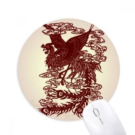 Dıythinker Yuvarlak Çin Phoenix Kuş Hayvan Portre Kaymaz Kauçuk Fare Altlığı