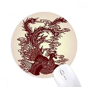 Dıythinker Yuvarlak Çin Phoenix Kuş Hayvan Portre Kaymaz Kauçuk Fare Altlığı