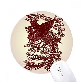 Dıythinker Yuvarlak Çin Phoenix Kuş Hayvan Portre Kaymaz Kauçuk Fare Altlığı