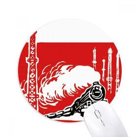 Dıythinker Yuvarlak Çin Tren Kulesi Buharlı Kırmızı Kaymaz Kauçuk Fare Altlığı