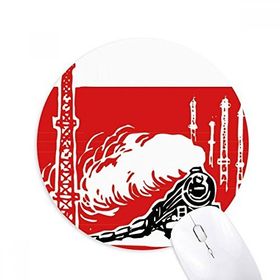 Dıythinker Yuvarlak Çin Tren Kulesi Buharlı Kırmızı Kaymaz Kauçuk Fare Altlığı