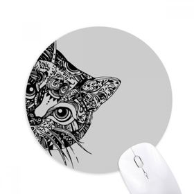 Dıythinker Yuvarlak Çizgi Çizim Siyah Kedi Kafası Hayvan Kaymaz Kauçuk Fare Altlığı