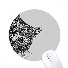 Dıythinker Yuvarlak Çizgi Çizim Siyah Kedi Kafası Hayvan Kaymaz Kauçuk Fare Altlığı