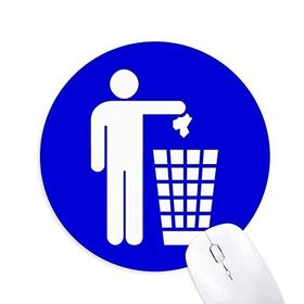 Dıythinker Yuvarlak Çöp Mavi Kare Uyarı İşareti Kaymaz Kauçuk Fare Altlığı