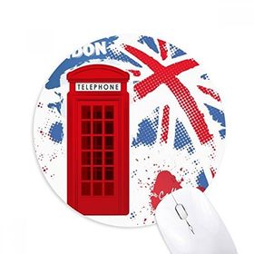 Dıythinker Yuvarlak İngiltere İngiltere Londra Bayrağı Kırmızı Telefon Kabini Kaymaz Kauçuk Fare Altlığı