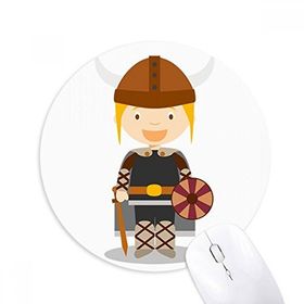 Dıythinker Yuvarlak İsveç Viking Çizgi Film Kaymaz Kauçuk Fare Altlığı
