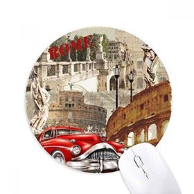 Dıythinker Yuvarlak İtalya Roma Manzara Ulusal Desen Kaymaz Kauçuk Fare Altlığı