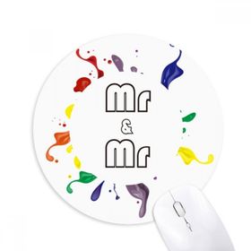 Dıythinker Yuvarlak LGBT Gökkuşağı Bayrağı Mr & Mr Kaymaz Kauçuk Fare Altlığı