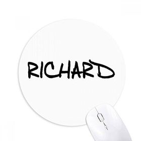 Dıythinker Yuvarlak Özel El Yazısı İngilizce İsim RICHARD Kaymaz Kauçuk Fare Altlığı