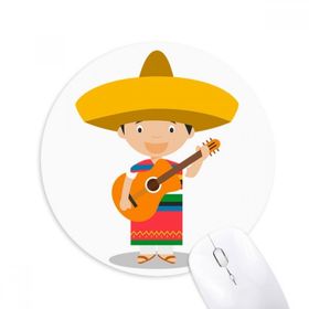 Dıythinker Yuvarlak Şapka Gitar Meksika Çizgi Film Kaymaz Kauçuk Fare Altlığı