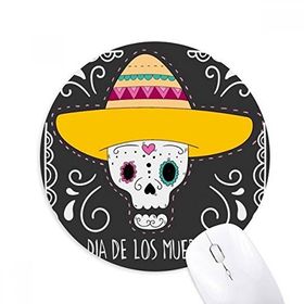 Dıythinker Yuvarlak Şapka Kafatası Meksika Happy The Day of The Dead Kaymaz Kauçuk Fare Altlığı