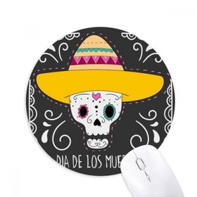 Dıythinker Yuvarlak Şapka Kafatası Meksika Happy The Day of The Dead Kaymaz Kauçuk Fare Altlığı