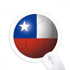 Dıythinker Yuvarlak Şili Ulusal Bayrak Futbol Kaymaz Kauçuk Fare Altlığı