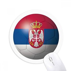 Dıythinker Yuvarlak Sırbistan Ulusal Bayrak Futbol Kaymaz Kauçuk Fare Altlığı
