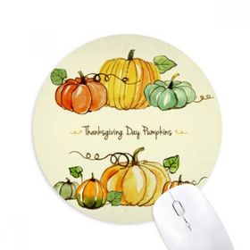 Dıythinker Yuvarlak Şükran Günü Desenli Çizgi Film Pumkin Kaymaz Kauçuk Fare Altlığı