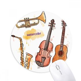 Dıythinker Yuvarlak Suluboya Enstrüman Kombinasyonu Müzik Deseni Kaymaz Kauçuk Fare Altlığı