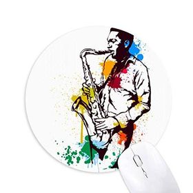 Dıythinker Yuvarlak Suluboya Sokak Adam Rock Müzik Boyama Kaymaz Kauçuk Fare Altlığı