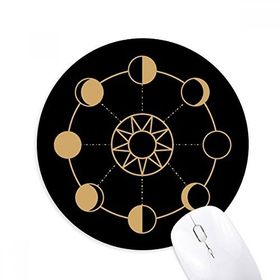 Dıythinker Yuvarlak Sun Moon Totem Desenli Kaymaz Kauçuk Fare Altlığı