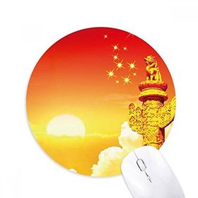 Dıythinker Yuvarlak Sun Star Süs Sütun Bayrağı Kaymaz Kauçuk Fare Altlığı