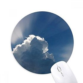 Dıythinker Yuvarlak Sunshine Koyu Beyaz Bulutlar Kaymaz Kauçuk Fare Altlığı