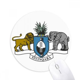 Dıythinker Yuvarlak Swaziland Afrika Ulusal Amblem Kaymaz Kauçuk Fare Altlığı