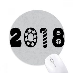 Dıythinker Yuvarlak Tatil Font 2018 Happy New Year Kaymaz Kauçuk Fare Altlığı
