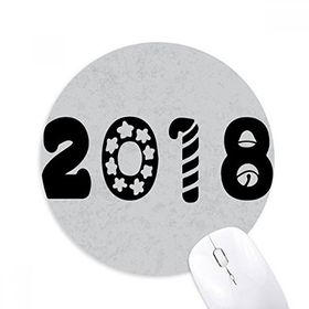 Dıythinker Yuvarlak Tatil Font 2018 Happy New Year Kaymaz Kauçuk Fare Altlığı