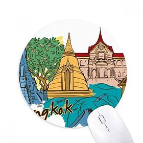 Dıythinker Yuvarlak Tayland Bangkok Suluboya Kaymaz Kauçuk Fare Altlığı