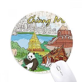 Dıythinker Yuvarlak Tayland Chiang Mai Panda Tapınağı Kaymaz Kauçuk Fare Altlığı