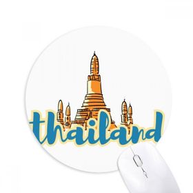 Dıythinker Yuvarlak Tayland Wat Haw Pha Kaew İllüstrasyon Kaymaz Kauçuk Fare Altlığı