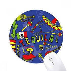 Dıythinker Yuvarlak Tequila Sombrero Gitar Chili Meksika Elment Kaymaz Kauçuk Fare Altlığı