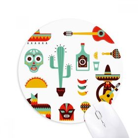 Dıythinker Yuvarlak Tequila Sombrero Gitar Chili Meksika Elment Kaymaz Kauçuk Fare Altlığı