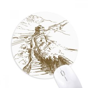 Dıythinker Yuvarlak The Great Wall China Landmark Sketch Kaymaz Kauçuk Fare Altlığı
