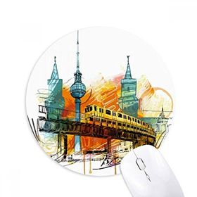 Dıythinker Yuvarlak Tokyo Japon Raylı Tren Kulesi Kaymaz Kauçuk Fare Altlığı