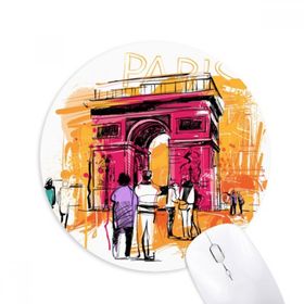 Dıythinker Yuvarlak Triumphal Arch Paris Fransa El Çizimi Kaymaz Kauçuk Fare Altlığı