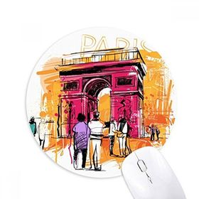 Dıythinker Yuvarlak Triumphal Arch Paris Fransa El Çizimi Kaymaz Kauçuk Fare Altlığı