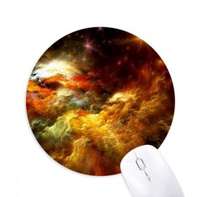 Dıythinker Yuvarlak Turuncu Gökyüzü Altın Nebula Manzara Kaymaz Kauçuk Fare Altlığı