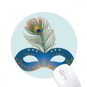 Dıythinker Yuvarlak Tüy Mavi Maske Happy Carnival Of Venice Kaymaz Kauçuk Fare Altlığı