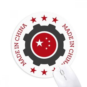 Dıythinker Yuvarlak Ulusal Yıldızlar Dişli Kırmızı Çin Kaymaz Kauçuk Fare Altlığı