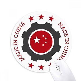 Dıythinker Yuvarlak Ulusal Yıldızlar Dişli Kırmızı Çin Kaymaz Kauçuk Fare Altlığı