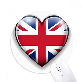 Dıythinker Yuvarlak Union Jack Kalp Şekilli İngiltere Bayrağı Kaymaz Kauçuk Fare Altlığı