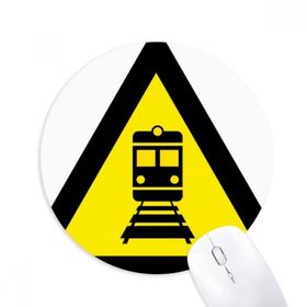 Dıythinker Yuvarlak Uyarı Sembolü Sarı Siyah Tren Üçgen Kaymaz Kauçuk Fare Altlığı