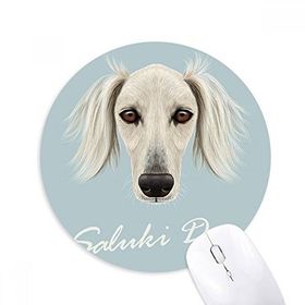 Dıythinker Yuvarlak Uzun Yüz Beyaz Saluki Köpek Hayvan Kaymaz Kauçuk Fare Altlığı
