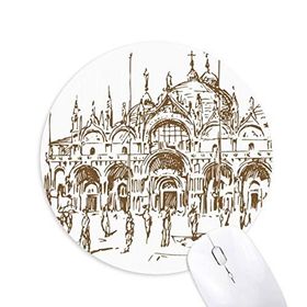 Dıythinker Yuvarlak Venedik Kilisesi Venedik Kaymaz Kauçuk Fare Altlığı