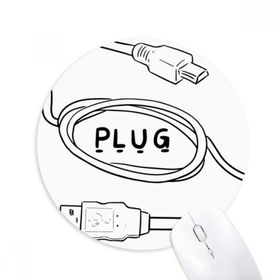 Dıythinker Yuvarlak Veri Kablosu USB Fiş Hattı El Çizimi Kaymaz Kauçuk Fare Altlığı
